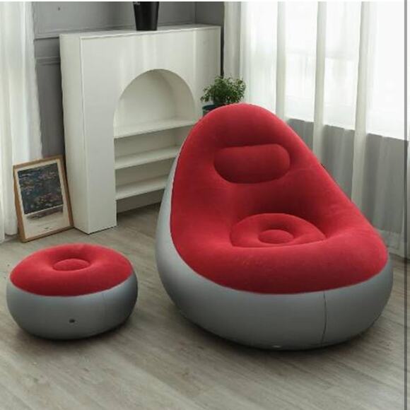 Camping Inflatable Sofa Portable Air Recliner Folding Lazy Sofa Couch Footrest - Picture 4 of 6